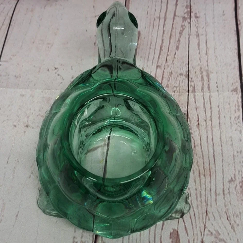 Indiana Glass Green Turtle Tea Light Candle Holder Votive MADE IN USA